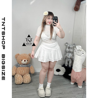 CHÂN VÁY NGẮN BIGSIZE XÒE PHỐI REN  [TNT SHOP BIGSIZE 60KG 90KG]