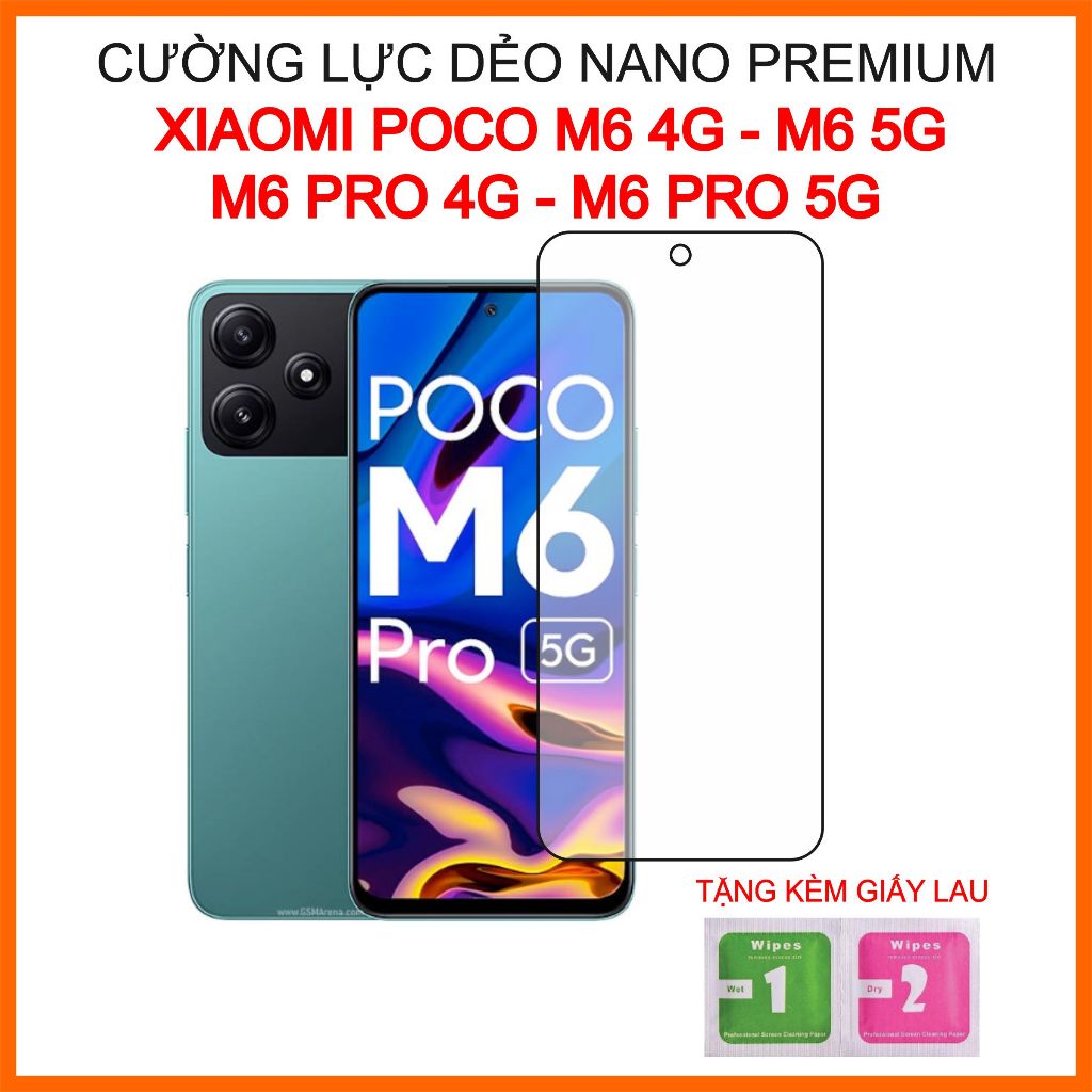 Cường lực dẻo Xiaomi Poco M6 4G, M6 5G, M6 Pro 4G, M6 Pro 5G cường lực 9H+