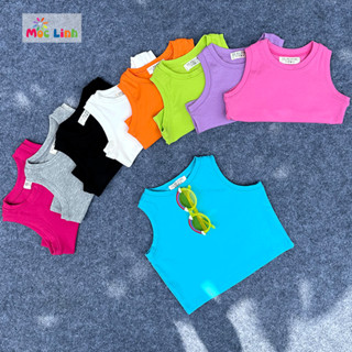 Áo Croptop Sát Nách, 3 Lỗ Cho Bé Gái Cực Xinh Thấm Hút, Co Giãn 4 Chiều