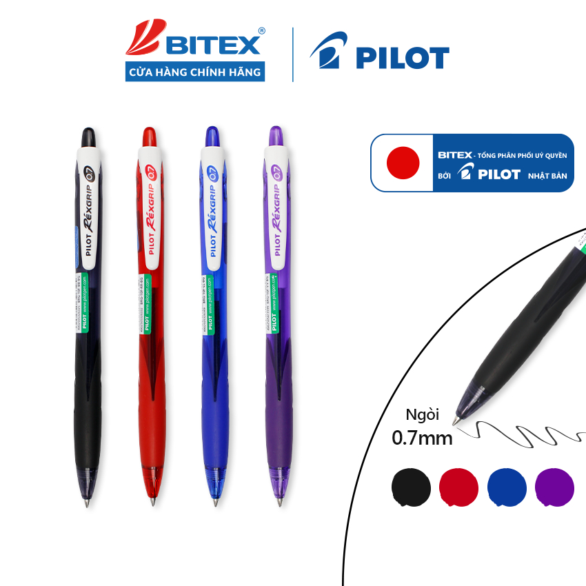 Bút bi Pilot Rexgrip tip ngòi 0.7mm