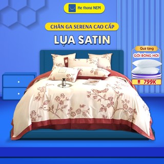 Bộ grap giường lụa SERENA cao cấp Bộ set chăn ga drap grap phủ trải giường gối nệm đệm 5 món lụa cao cấp