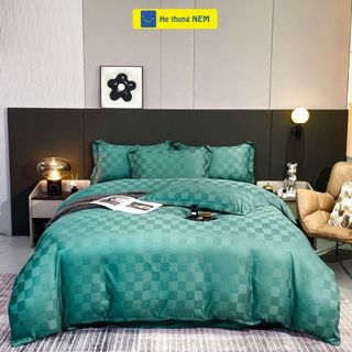 Bộ chăn ga gối cotton SERENA Bộ vỏ chăn ga ra drap grap gối nệm đệm 5 món phủ giường vải cotton 100% cao cấp