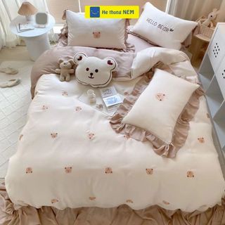 Bộ ga giường tencel SERENA cao cấp Set bộ vỏ chăn ga ra drap trải phủ giường gối nệm đệm 5 món lụa tencel cao cấp