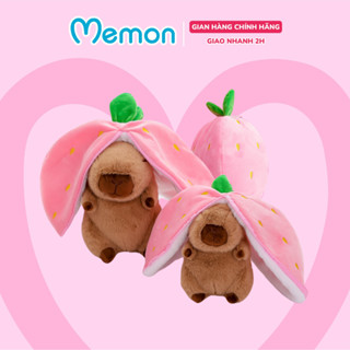 Gấu bông capybara trái cây Memon thú nhồi bông capybara 2in1 dâu tây mềm mịn cao cấp