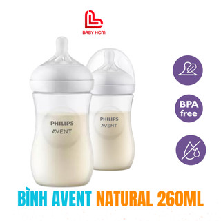 Bình sữa Philips AVENT Natural 260ml mẫu mới, chọn núm theo tuổi bé
