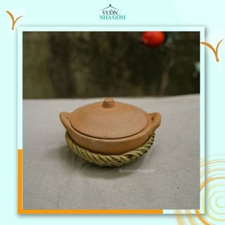 Set 1 cái nồi kho thịt, cá kèm rế lót nồi, Nồi kho bằng đất nung- Vườn Nhà Gốm