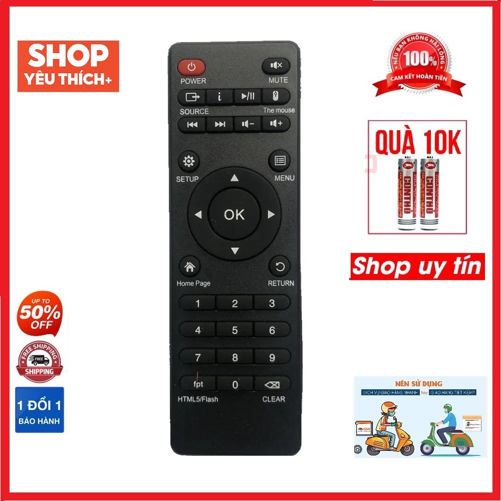Điều khiển đầu thu Box có html/flash - Remote điều khiển tivi dành cho đầu thu Box - Có tặng kèm pin