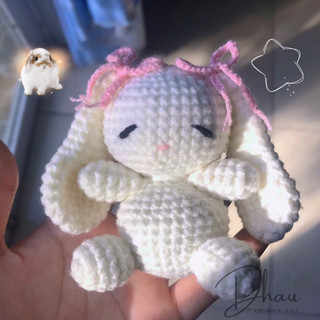 Móc Khoá Thỏ Buồn Ngủ Sleepy Bunny Handmade Bằng Len Đáng Yêu