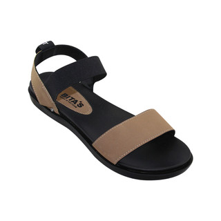 Sandal đế bằng nữ Bita's SYN.187 (Đen + Kem + Rêu)