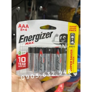 Pin AAA Energizer Alkaline LR03 E92 BP-8+4 (Vỉ 12 Viên) - Toppin