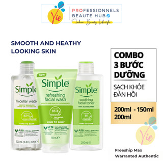 COMBO Simple 03 - Tẩy trang Simple + Sữa rửa mặt Simple + Toner Simple