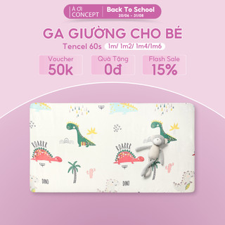 Ga giường cho bé lụa Tencel 60s size 1m 1m2 1m4 1m6 Hoạ Tiết Cao Cấp À Ơi Concept drap bo chun 
