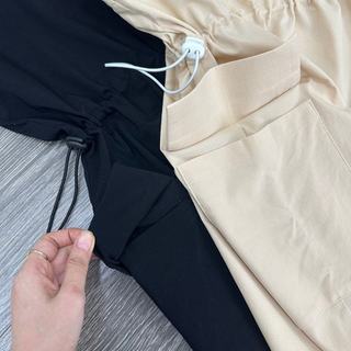 Đầm JJ Dây Suông Rút Bên Eo Chất Dù Giãn Pha Linen