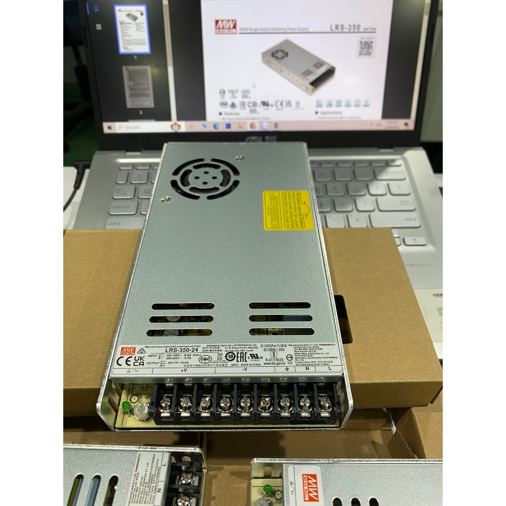 Nguồn MEANWELL LRS-350-24 (24V-14.6A ) Tủ Điện, OUT 24V, ( Nguồn Xung )