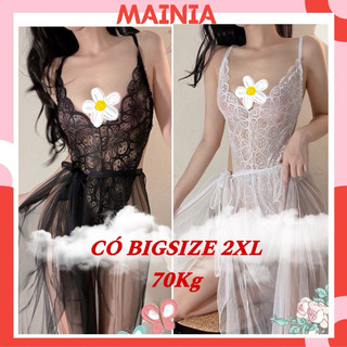 Bộ jum ren hoa kèm váy choàng ren xẻ tà cột dây siêu sexy gợi cảm 5082