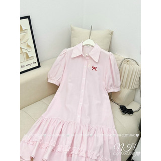 Váy kẻ thêu nơ sm