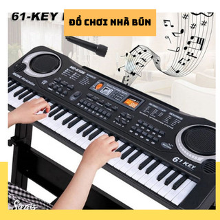 Đồ Chơi Đàn Piano điện tử Keyboard 61 Phím Kèm sạc và Mic hát chuẩn âm cho bé