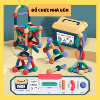 ( Giá Sỉ ) Bộ Xếp Hình Nam Châm 72 Chi Tiết Có Hộp Cất Gọn - Đồ Chơi Lắp Ghép Nam Châm Từ Tính 64 An Toàn Cho Bé