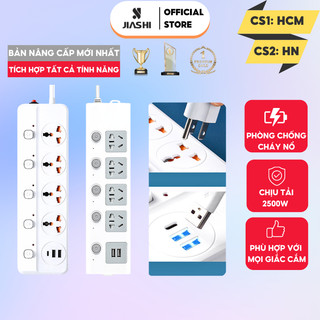 Ổ cắm điện đa năng thông minh JIASHI 2 cổng USB 5v sạc nhanh, chịu tải 2500W, tiết kiệm 30 kilowatt H dây nối 2,5m OCD01