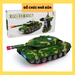 Đồ Chơi Trẻ Em Xe Tăng Biến Hình Robot Tự Động Có Đèn Và Nhạc Cho Bé Mẫu 1 Chất Liệu Nhựa ABS Cao Cấp