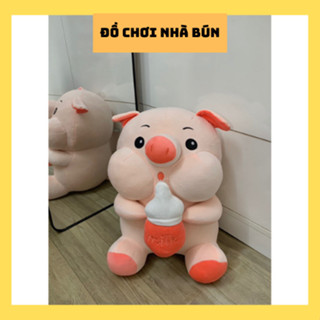 ( Sỉ ) Gấu Bông Heo Ôm Bình Sữa Cỡ Đại , Gối Ôm Chất Nỉ Nhung Co Giãn Mềm Mịn - 100% Bông Hàng Việt Nam Sản Xuất