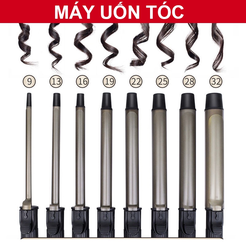 Máy uốn tóc xoăn lọn cao cấp chỉnh nhiệt chuẩn salon tóc xoay trục 360 độ
