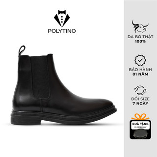 Giày chelsea boots nam tăng chiều cao giày bốt nam cổ cao da bò polytino chelsea boots 3314 bảo hành 12 tháng