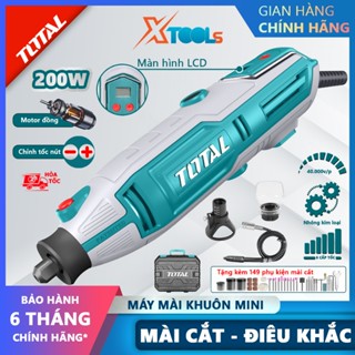 Máy mài khuôn cầm tay mini TOTAL 130-200W có chỉnh tốc. Bộ máy mài, khắc, khoan mini 2.3/3.2mm kèm 109-150 phụ kiện