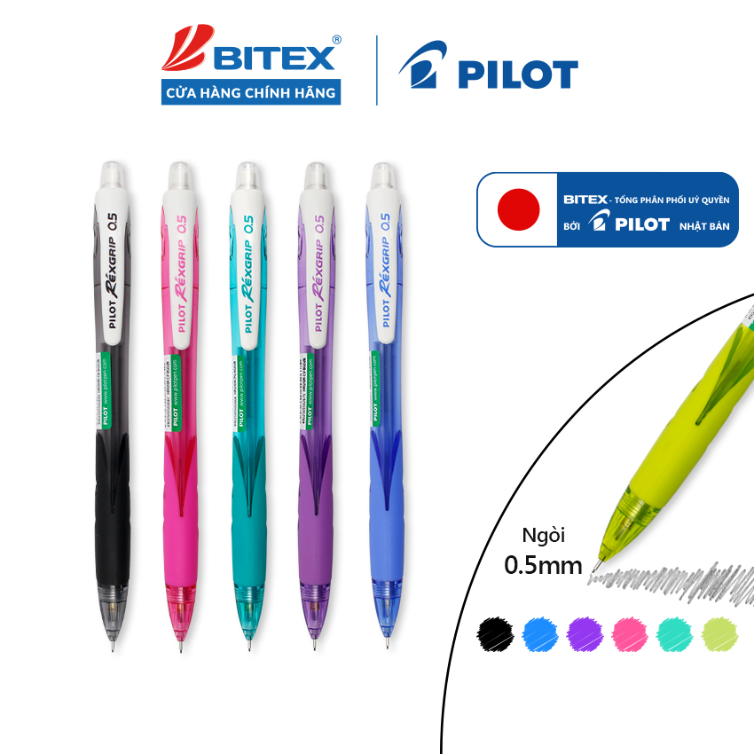 Bút chì bấm Pilot Rexgrip tip ngòi 0.5mm