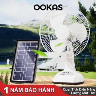  OOKAS Quạt Tích Điện Năng Lượng Mặt Trời,quạt để bàn để sàn hai mức tốc độ có thể sạc điện thoại 