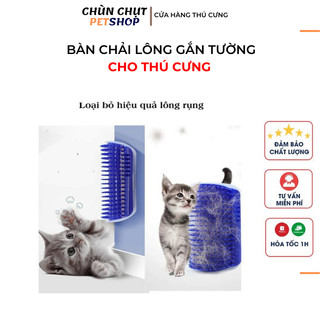 Bàn chải gắn tường lấy lông gãi ngứa cho mèo - lược chải lông gắn bàn massage tự động