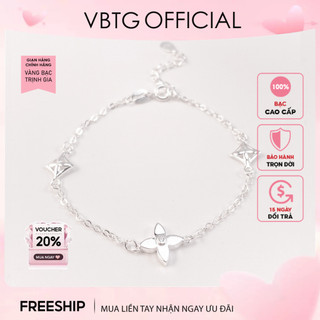 Lắc tay bạc vbtg hoa bốn cánh đối xứng - vòng tay bạc s925 vbtg2172