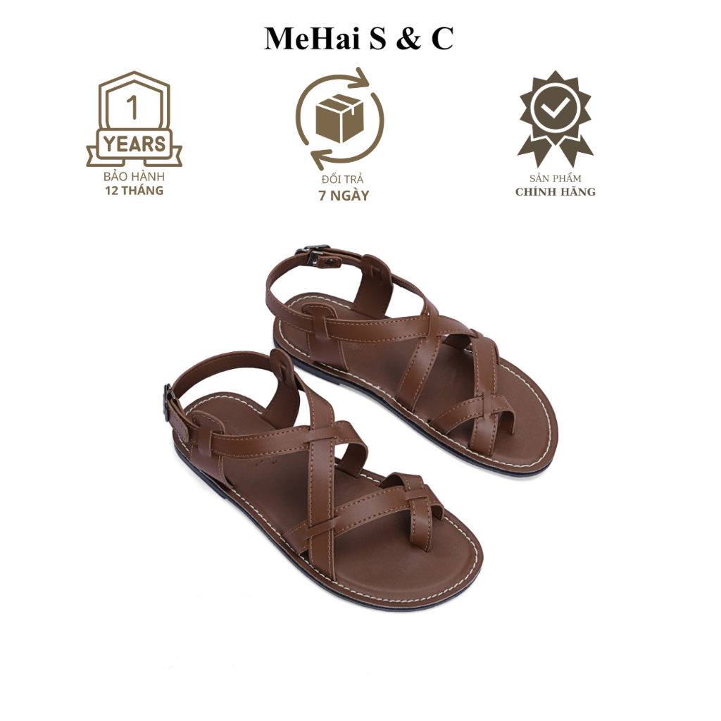 MHN03 - Sandals quai hậu Nữ Thời Trang Mehai S & C Quai Chéo Da PU Cao Cấp Đế Cao Su Chống Trơn