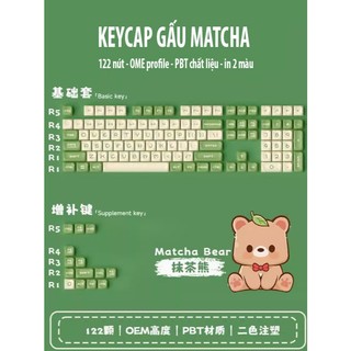 Nút bàn phím Keycap AKKO Gấu Sakura Matcha OEM PBT 2 màu kute dễ thương cực đẹp chính hãng