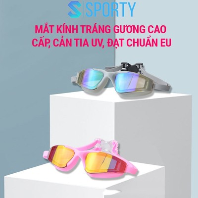 Kính bơi tráng gương SPORTY 1200 cho người lớn chống tia UV kiểu dáng thời trang cao cấp chống lóa