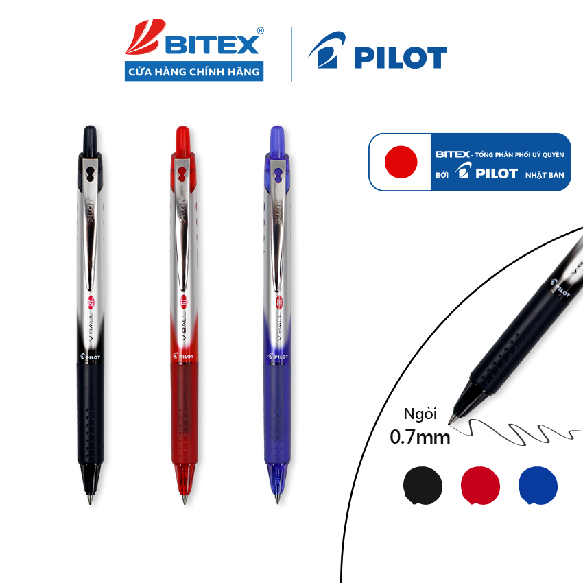 Bút Pilot mực nước Hi-Techpoint V Ball RT – Bút Mực Nước Viết Êm, Nét Thanh, Chính Hãng