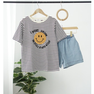  sét đồi nữ đi chơi áo thun kẻ sọc + quần đùi jean siêu xinh MENINA_STUDIO sét đồ nữ đi chơi trẻ trung 