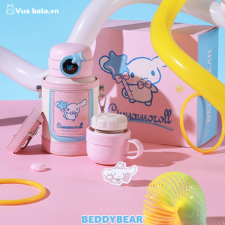 Bình giữ nhiệt trẻ em Beddybear 480ml Cinnamoroll hồng có hiển thị nhiệt độ bình - 2 Nắp thay thế - Bảo hành chính hãng