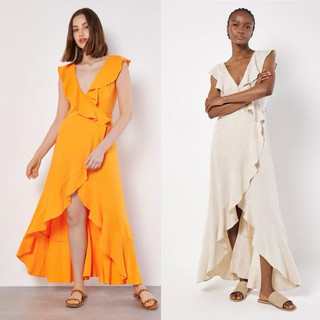 [virusplussize]Đầm Maxi Wrap Apricot xuất xịn bigsize