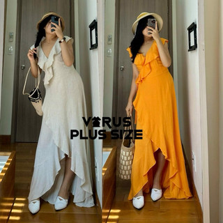 [virusplussize]Đầm Maxi Wrap Apricot xuất xịn bigsize