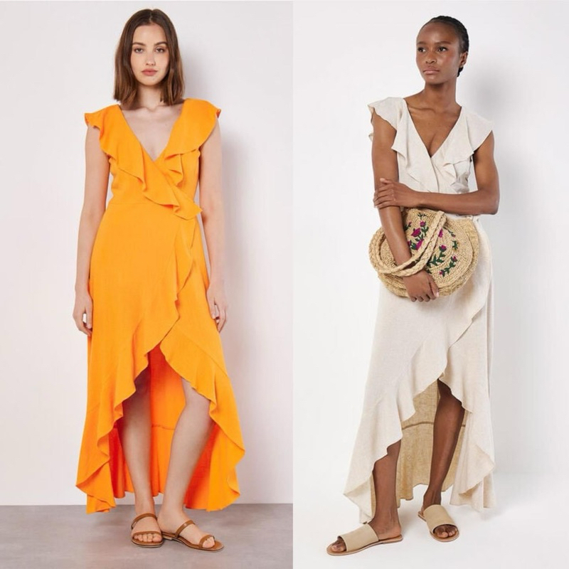 [virusplussize]Đầm Maxi Wrap Apricot xuất xịn bigsize