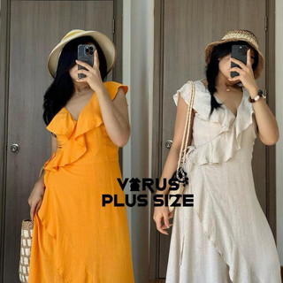 [virusplussize]Đầm Maxi Wrap Apricot xuất xịn bigsize