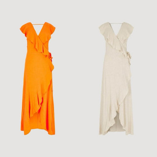 [virusplussize]Đầm Maxi Wrap Apricot xuất xịn bigsize