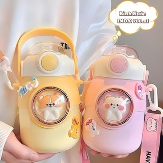 Bình nước giữ nhiệt siêu dễ thương trẻ em inox 700ml