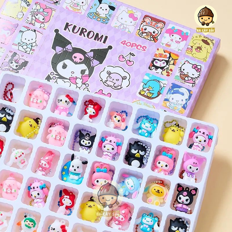 Đồ chơi Hidden box hộp quà bất ngờ 40 món Kuromi và Gấu Losto bí mật tặng kèm Blind Box móc khoá đếm ngược quà cho bé