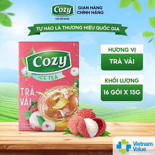 Trà Vải Cozy Hòa Tan Ice Tea (240gr - 16gói) Hương Vị Thơm Ngon, Tiện Lợi Pha Chế (16 gói x 15gr)