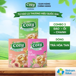 Trà cozy hòa tan ice tea vị đào, chanh, ổi hồng thơm ngọt, chè sạch tươi nguyên chất