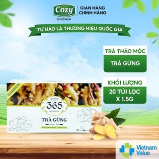  Trà Gừng Cozy Túi Lọc Thảo Mộc 365  30gr - 20túi  Giúp Làm Ấm Cơ Thể Hỗ Trợ Hệ Tiêu Hóa 