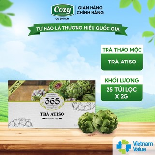  Trà Atiso Cozy Túi Lọc Thảo Mộc 365  50gr - 25 túi  Hỗ Trợ Thanh Nhiệt Mát Gan Không Gây Mất Ngủ 