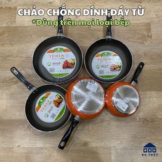 Chảo chống dính đáy từ Elmich, phủ 2 lớp chống dính, cán chảo cách nhiệt an toàn - QUÁNH TERIA CAM CÁN ĐEN